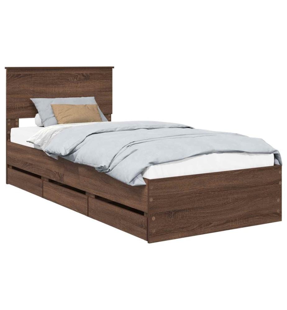 Bettrahmen Braun Eichen-Optik 90 x 200 cm Ingenieurs Holz