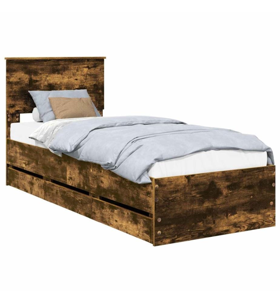 Bettrahmen Geräucherte Eiche 75 x 190 cm Ingenieurs Holz