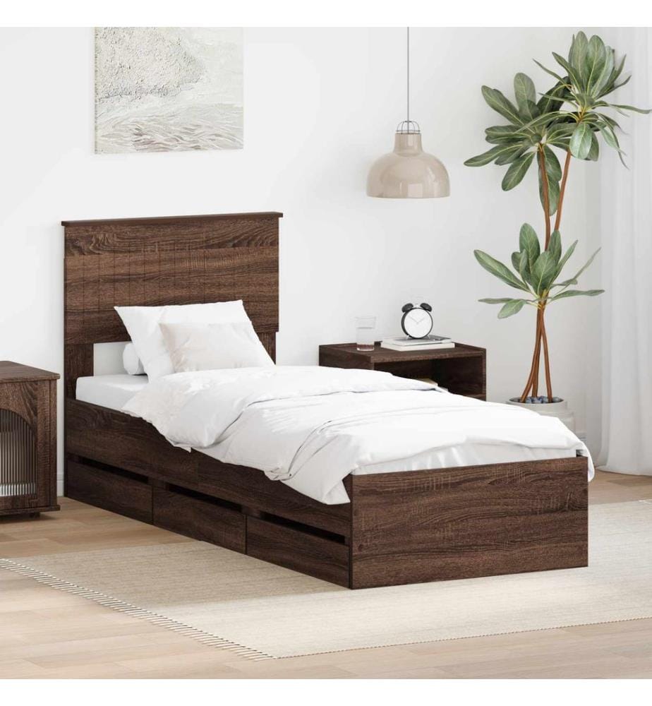 Bettrahmen Braun Eichen-Optik 75 x 190 cm Ingenieurs Holz