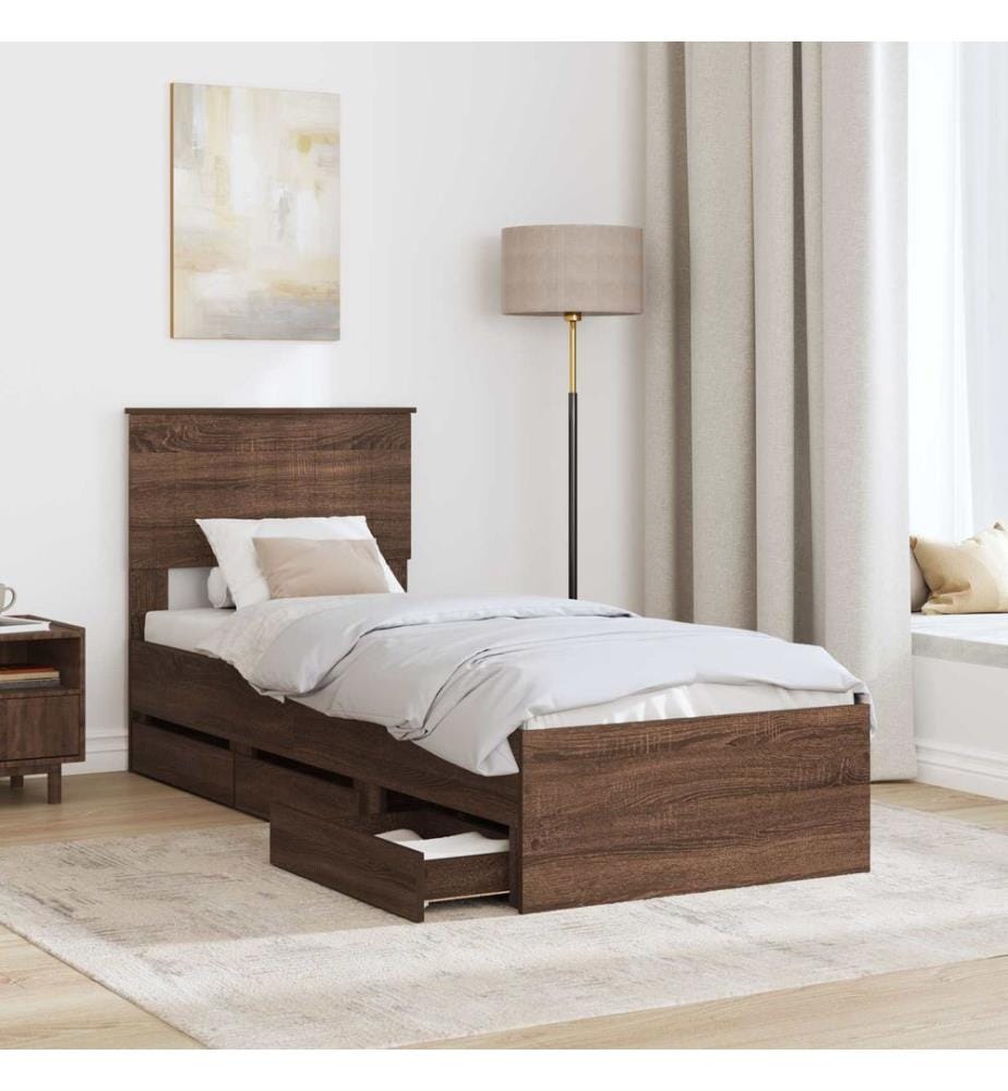 Bettrahmen Braun Eichen-Optik 75 x 190 cm Ingenieurs Holz