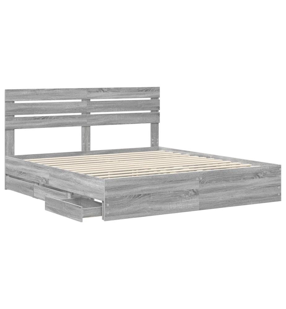 Cadre de lit Gris Sonoma 200 x 200 cm Bois Ingénierie