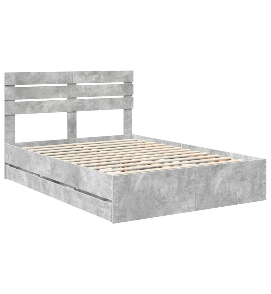Cadre de lit Gris béton 150 x 200 cm Bois Ingénierie