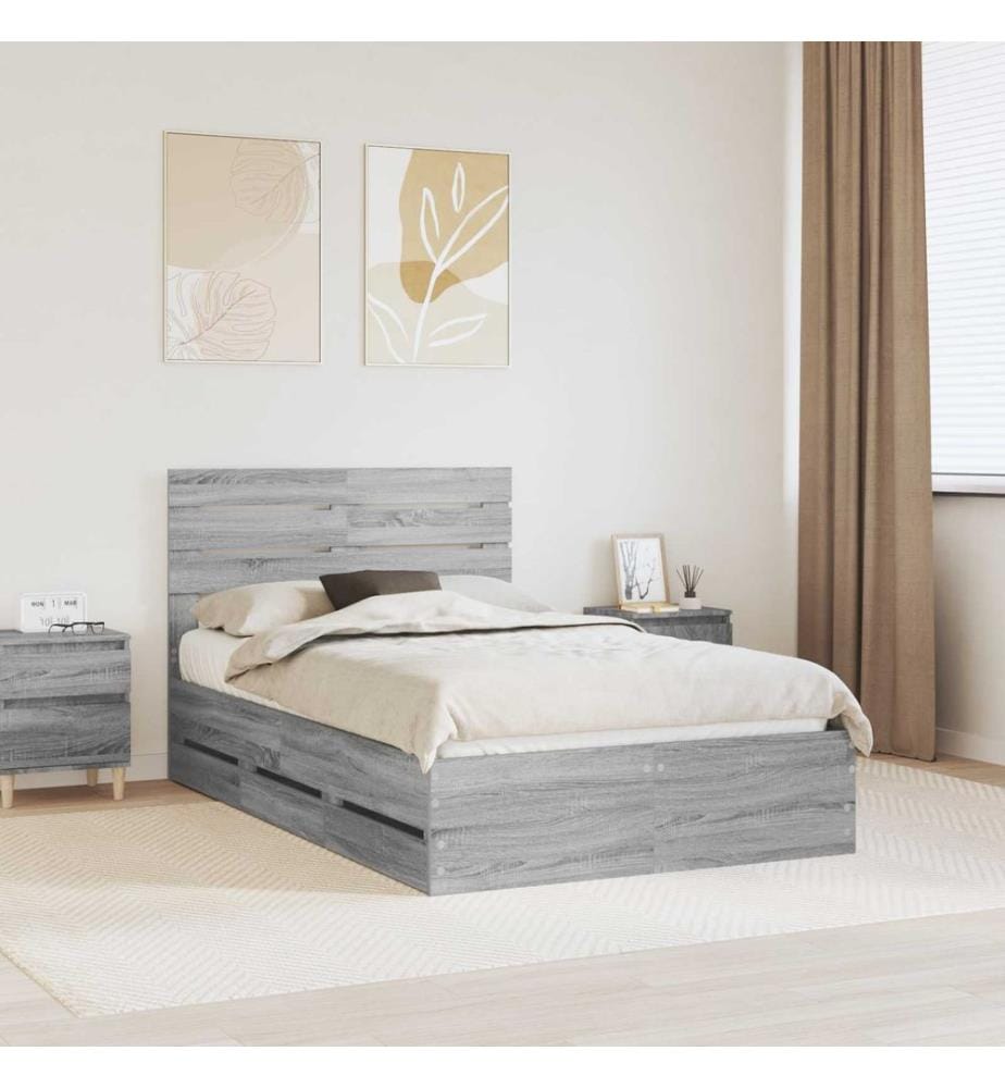 Cadre de lit Gris Sonoma 120 x 200 cm Bois Ingénierie