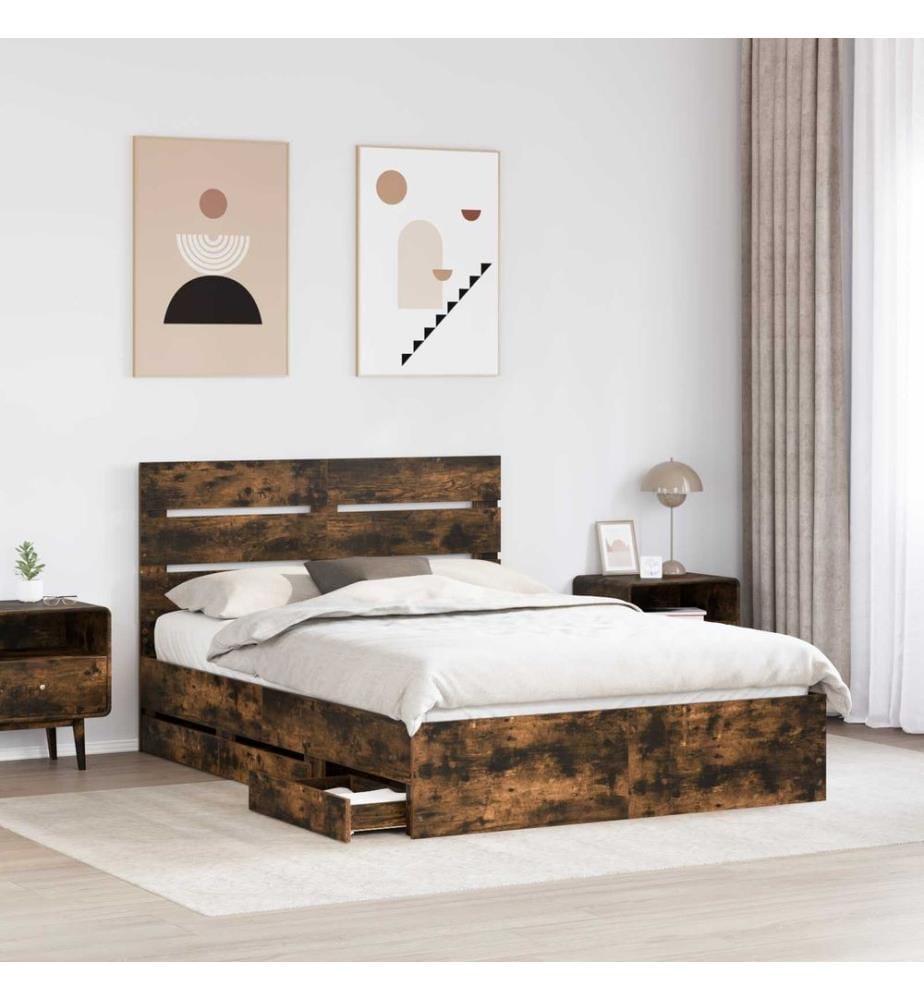 Bettrahmen Geräucherte Eiche 160 x 200 cm Ingenieurs Holz