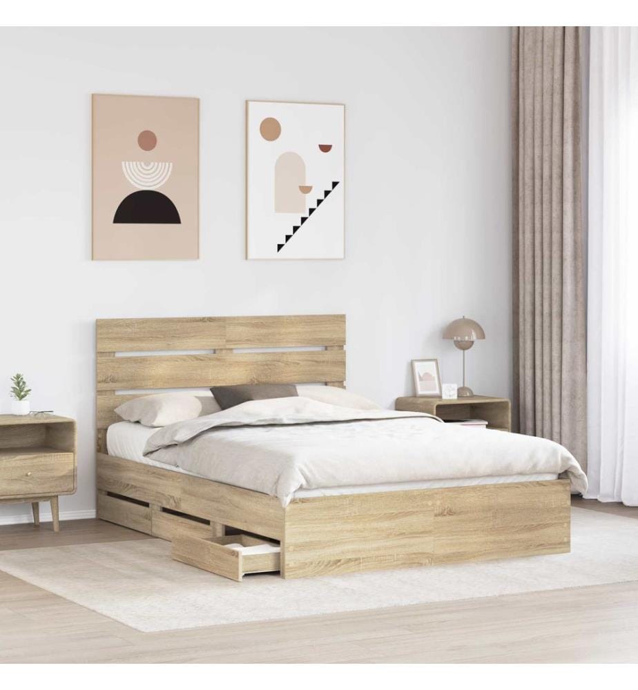 Bettrahmen Sonoma-Eiche 150 x 200 cm Ingenieurs Holz