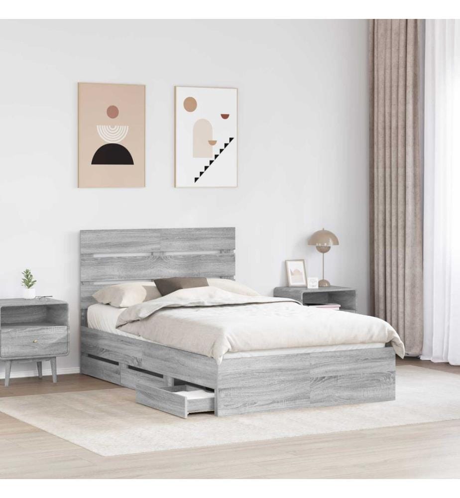 Cadre de lit Gris Sonoma 120 x 200 cm Bois Ingénierie