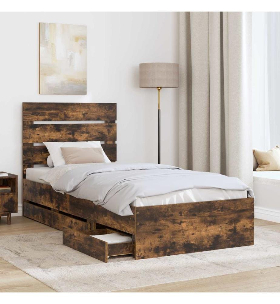 Bettrahmen Geräucherte Eiche 100 x 200 cm Ingenieurs Holz