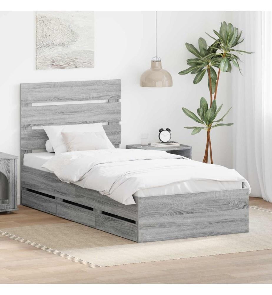 Cadre de lit Gris Sonoma 90 x 190 cm Bois Ingénierie