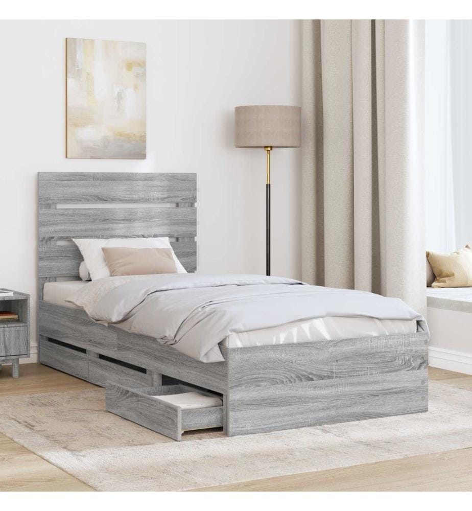 Cadre de lit Gris Sonoma 90 x 190 cm Bois Ingénierie