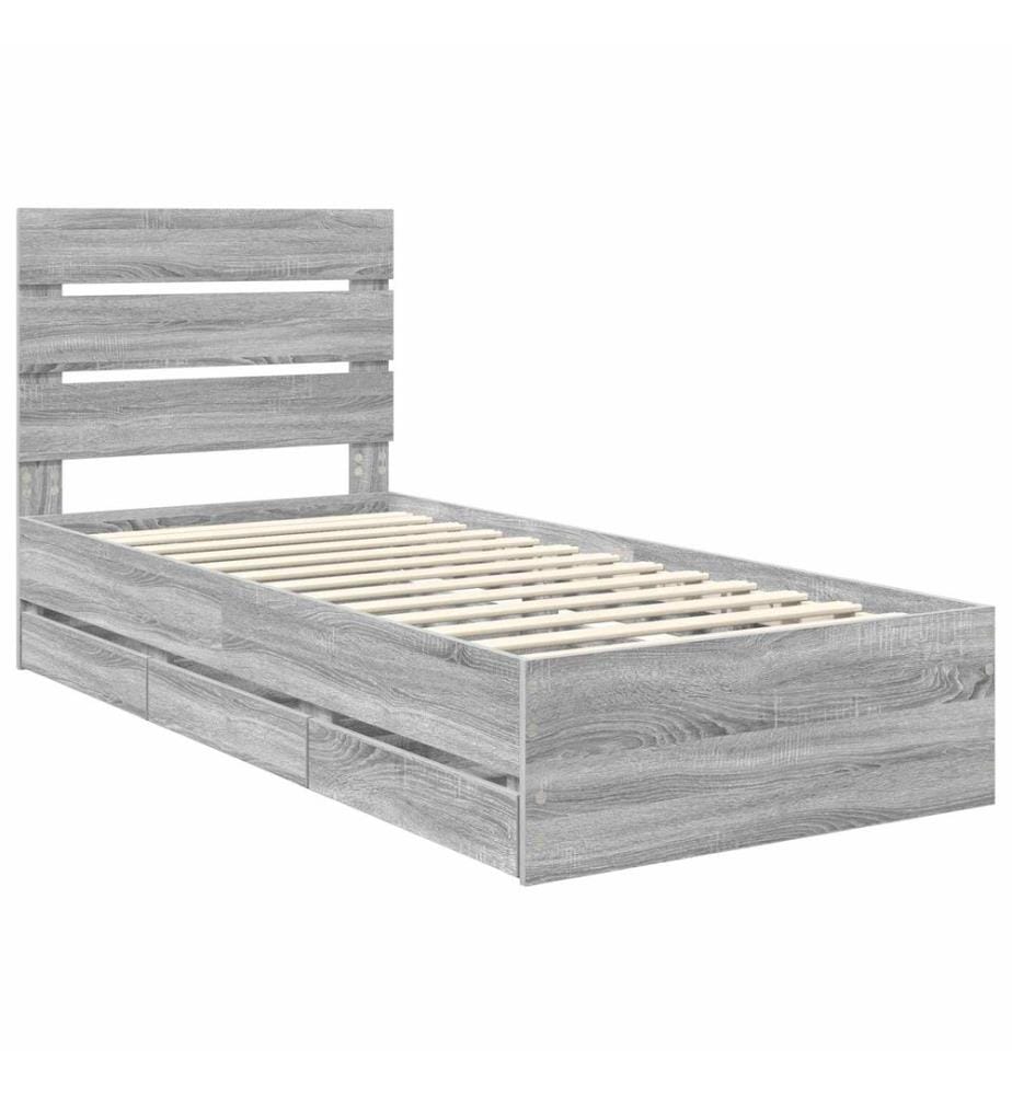 Cadre de lit Gris Sonoma 90 x 190 cm Bois Ingénierie