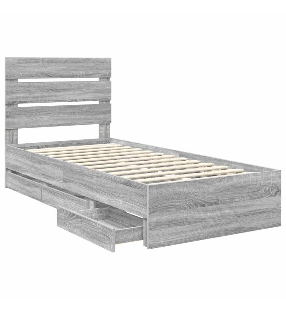 Cadre de lit Gris Sonoma 90 x 190 cm Bois Ingénierie