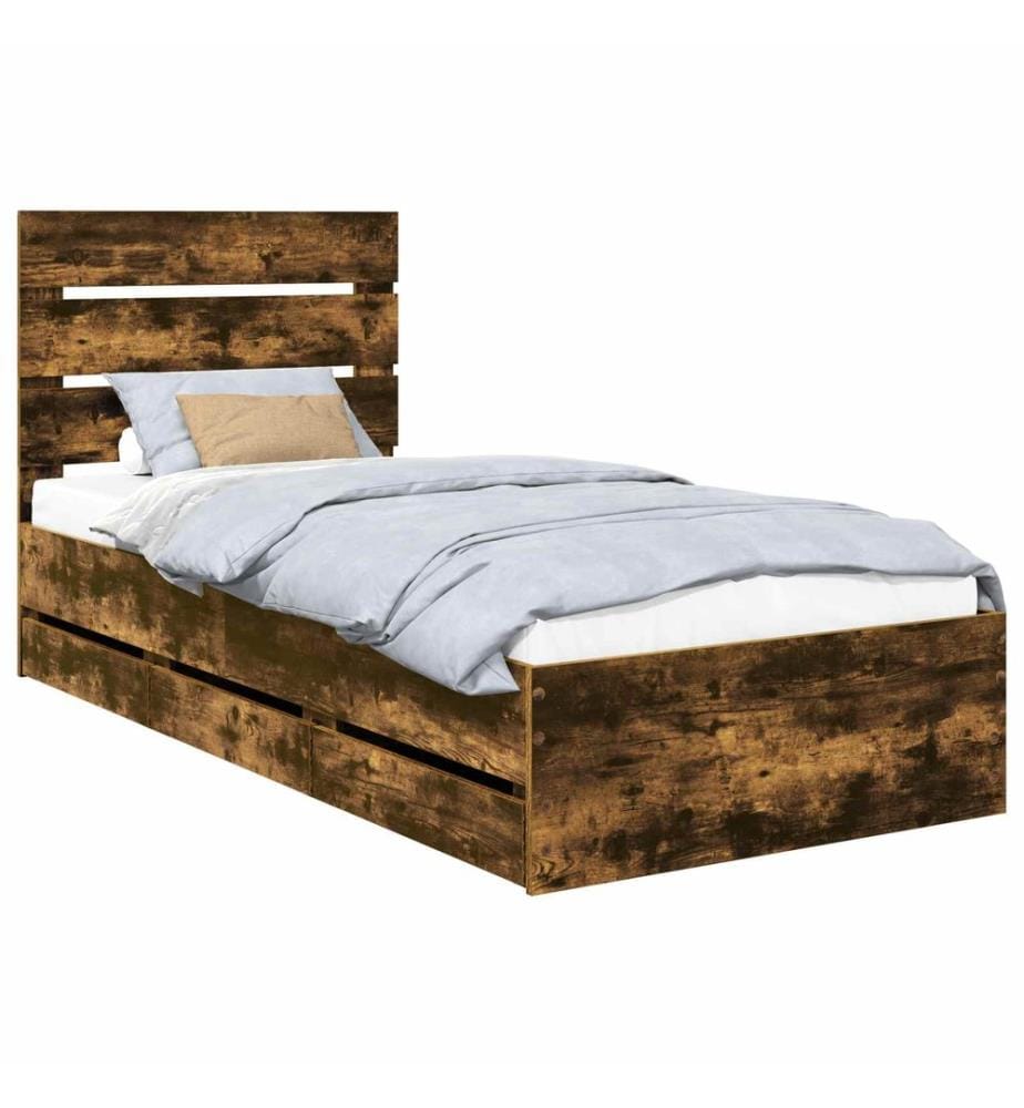Bettrahmen Geräucherte Eiche 75 x 190 cm Ingenieurs Holz
