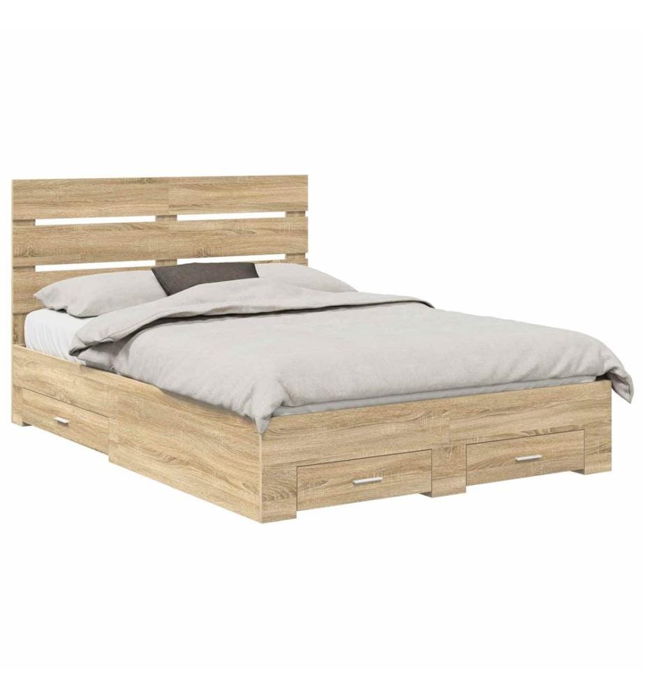 Bettrahmen mit Kopfteil Sonoma-Eiche 140 x 190 cm Holzwerkstoff
