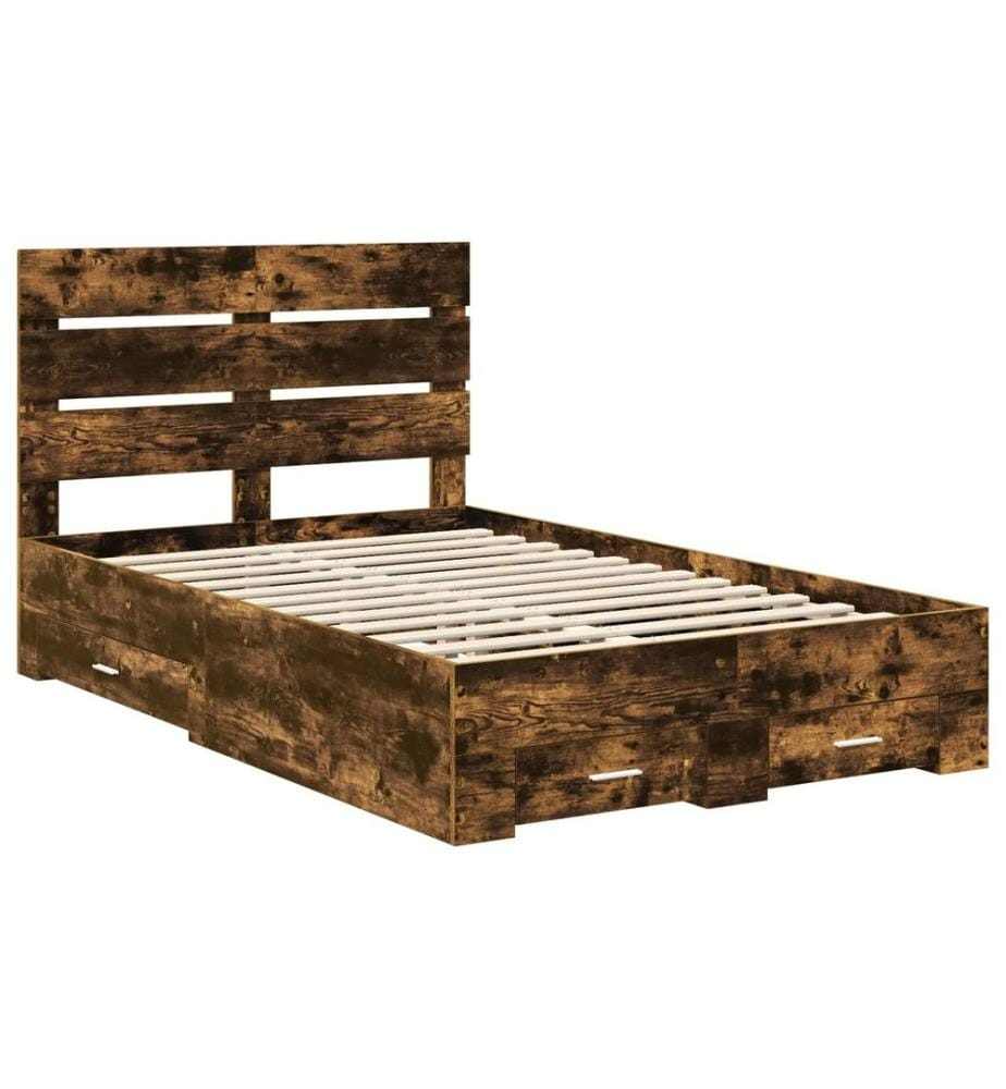 Bettrahmen Geräucherte Eiche 135 x 190 cm Holzwerkstoff
