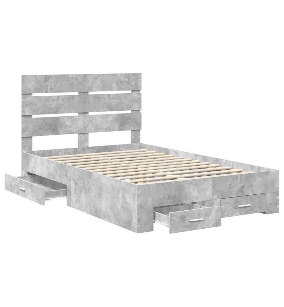 Cadre de lit Gris béton 120 x 190 cm Bois d'ingénierie
