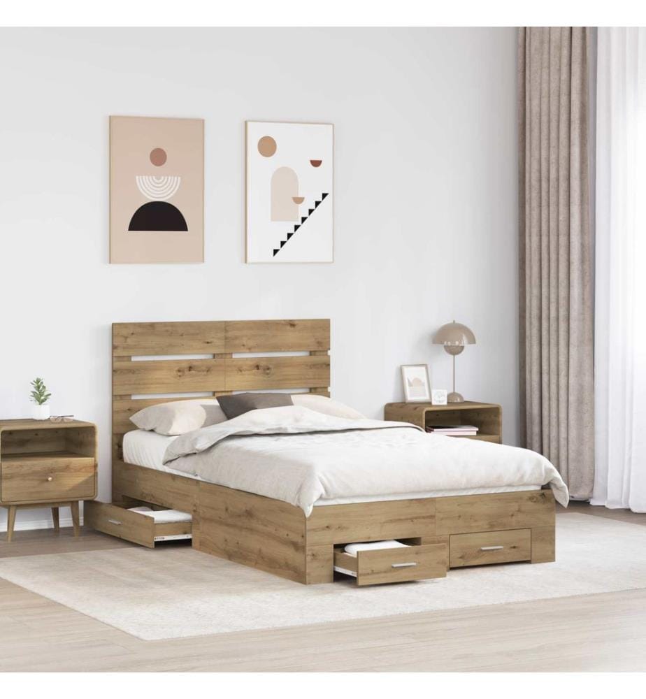 Bettrahmen Artisan-Eiche 120 x 190 cm Holzwerkstoff