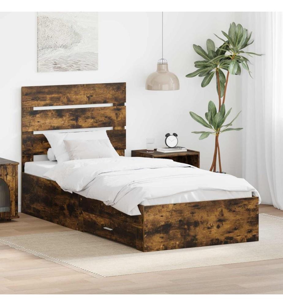 Bettrahmen Geräucherte Eiche 100 x 200 cm Holzwerkstoff