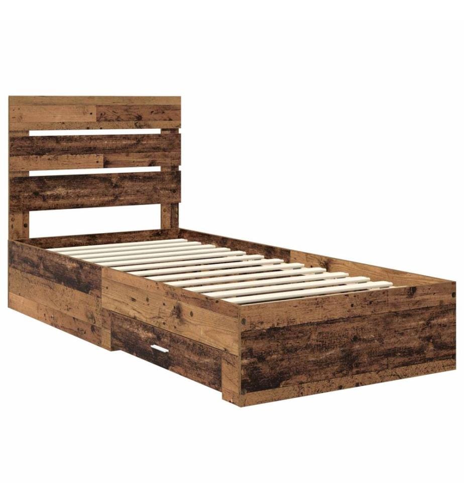Bettrahmen mit Schubladen Altholz 100 x 200 cm Holzwerkstoff