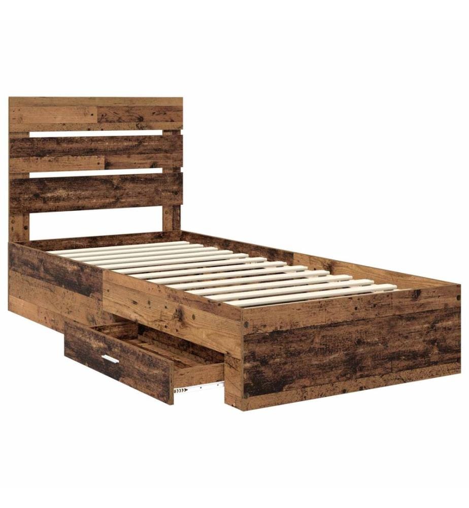 Bettrahmen mit Schubladen Altholz 100 x 200 cm Holzwerkstoff