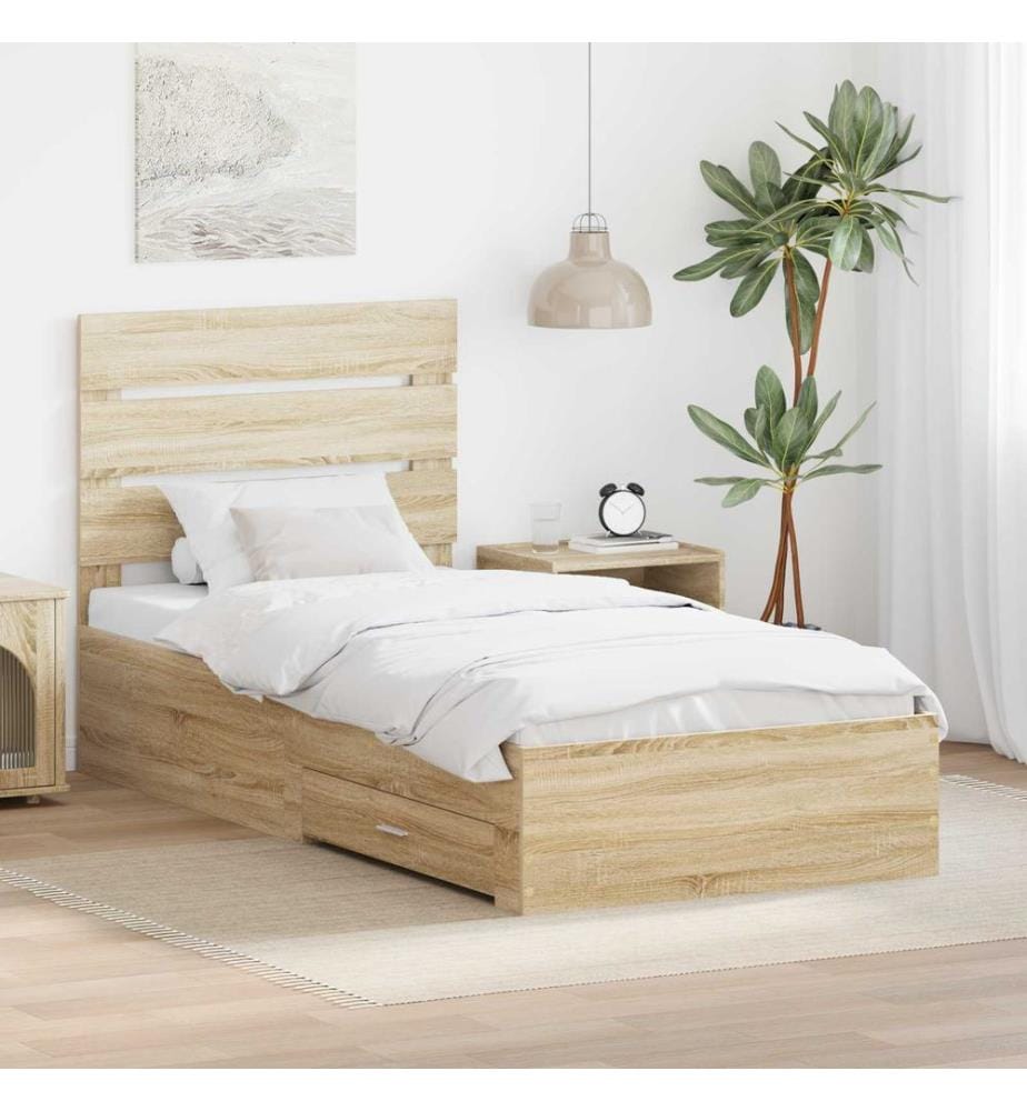 Bettrahmen mit Kopfteil Sonoma-Eiche 90 x 200 cm Holzwerkstoff
