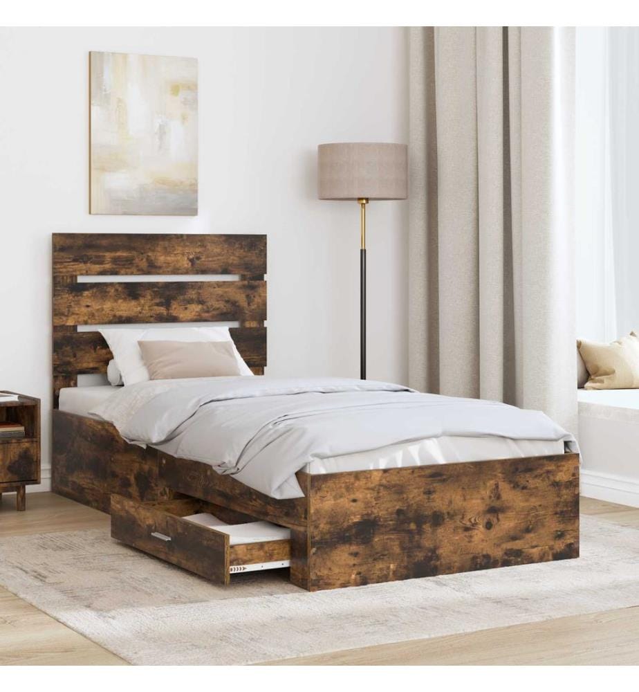 Bettrahmen Geräucherte Eiche 90 x 190 cm Holzwerkstoff