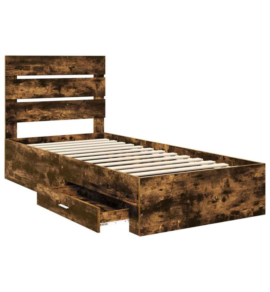 Bettrahmen Geräucherte Eiche 90 x 190 cm Holzwerkstoff