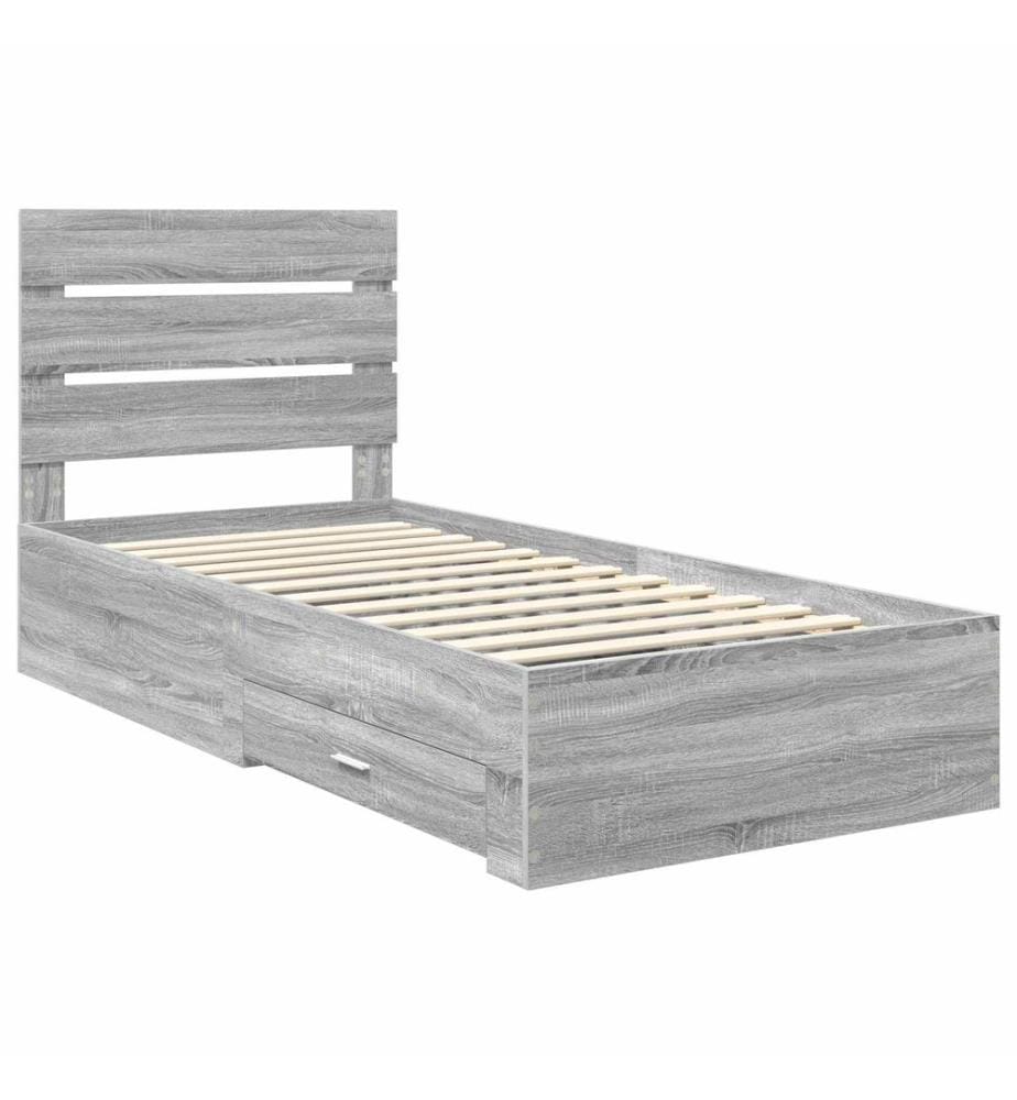 Cadre de lit Gris Sonoma 90 x 190 cm Bois d'ingénierie