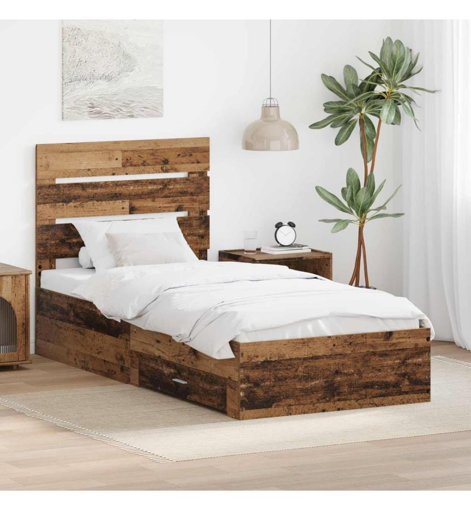 Bettrahmen mit Schubladen Altholz 90 x 190 cm Holzwerkstoff