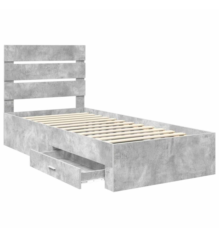Bettrahmen Beton Grau und Silber 70 x 190 cm Holzwerkstoff