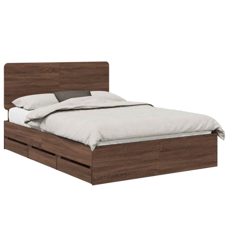 Bettrahmen Braun Eichen-Optik 150 x 200 cm Ingenieurs Holz