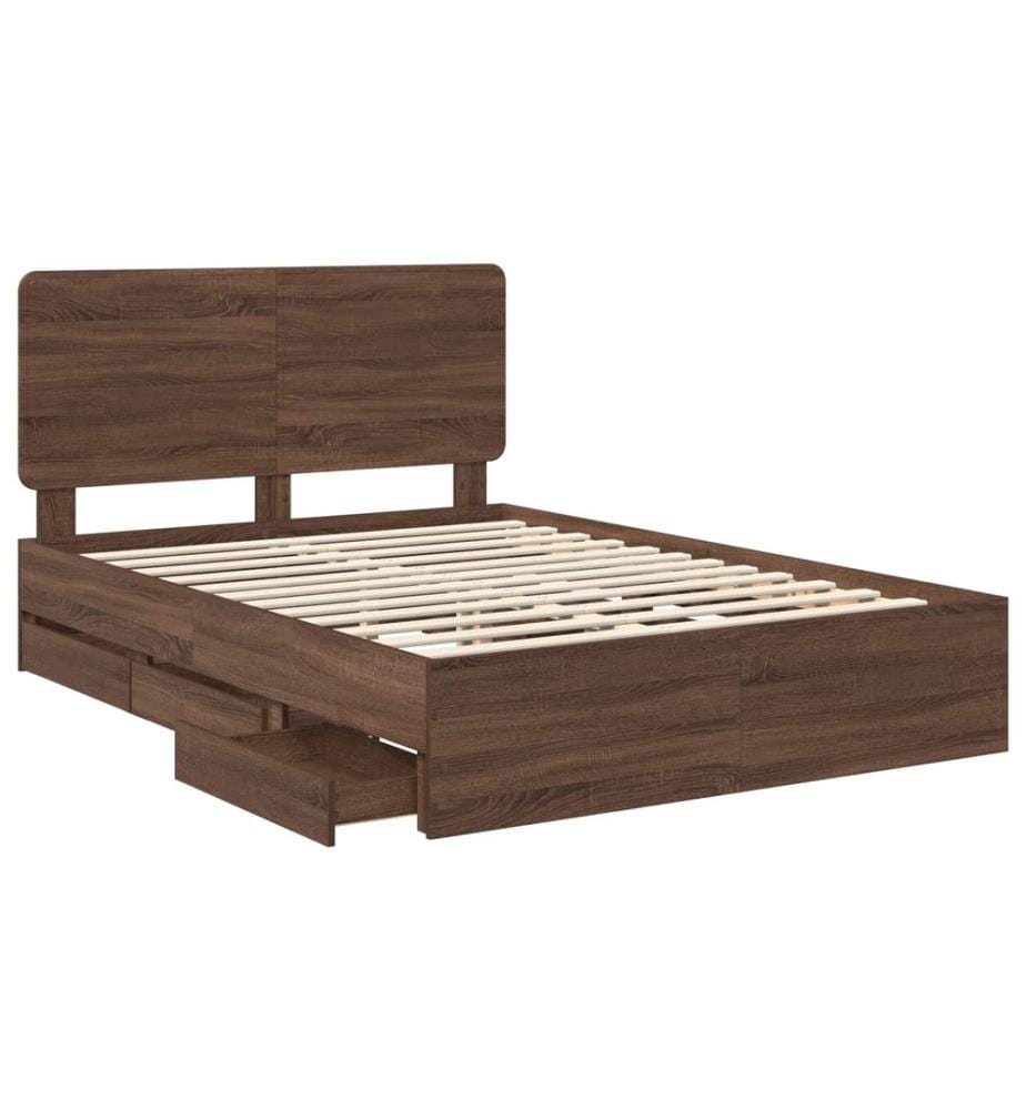 Bettrahmen Braun Eichen-Optik 140 x 200 cm Ingenieurs Holz