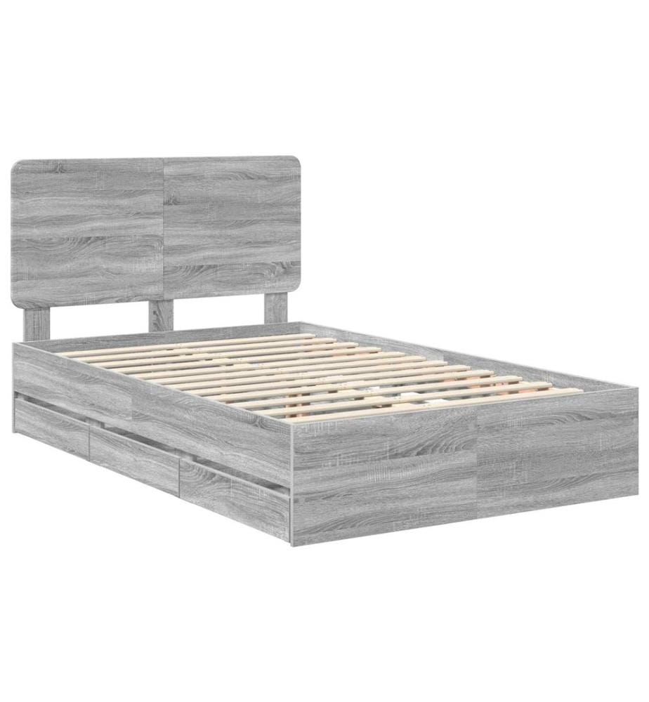 Cadre de lit Gris Sonoma 120 x 190 cm Bois Ingénierie