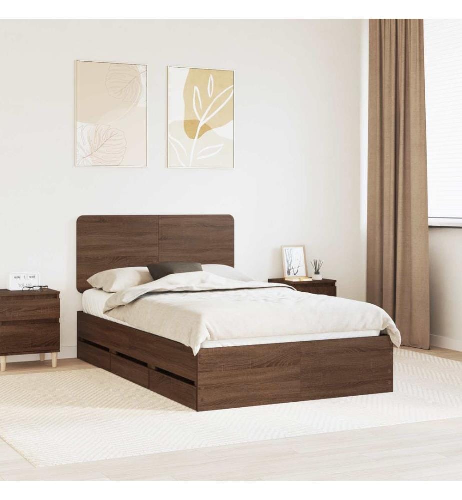 Bettrahmen Braun Eichen-Optik 120 x 200 cm Ingenieurs Holz