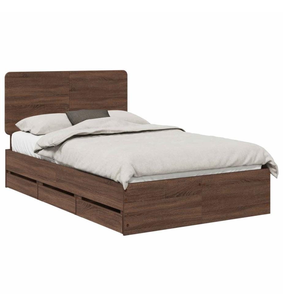 Bettrahmen Braun Eichen-Optik 120 x 200 cm Ingenieurs Holz