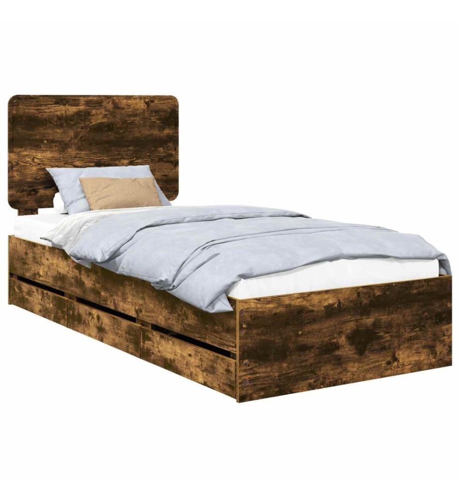 Bettrahmen Geräucherte Eiche 100 x 200 cm Ingenieurs Holz