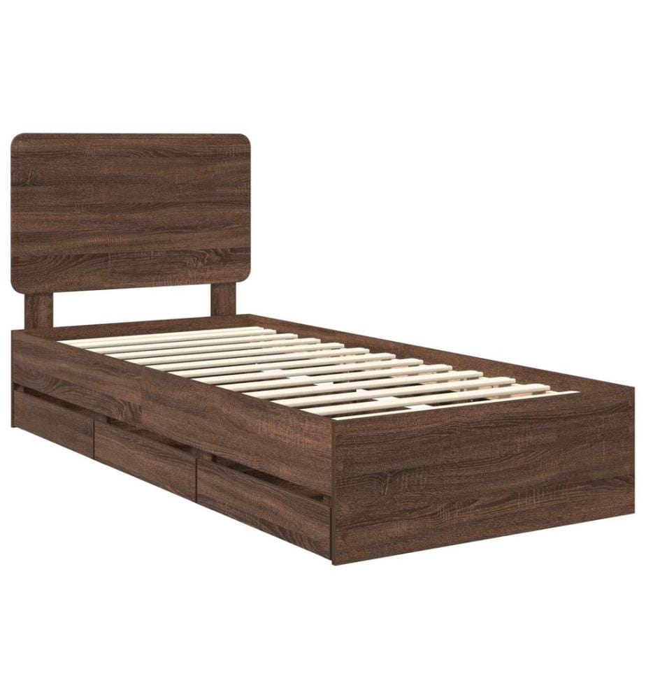 Bettrahmen Braun Eichen-Optik 100 x 200 cm Ingenieurs Holz