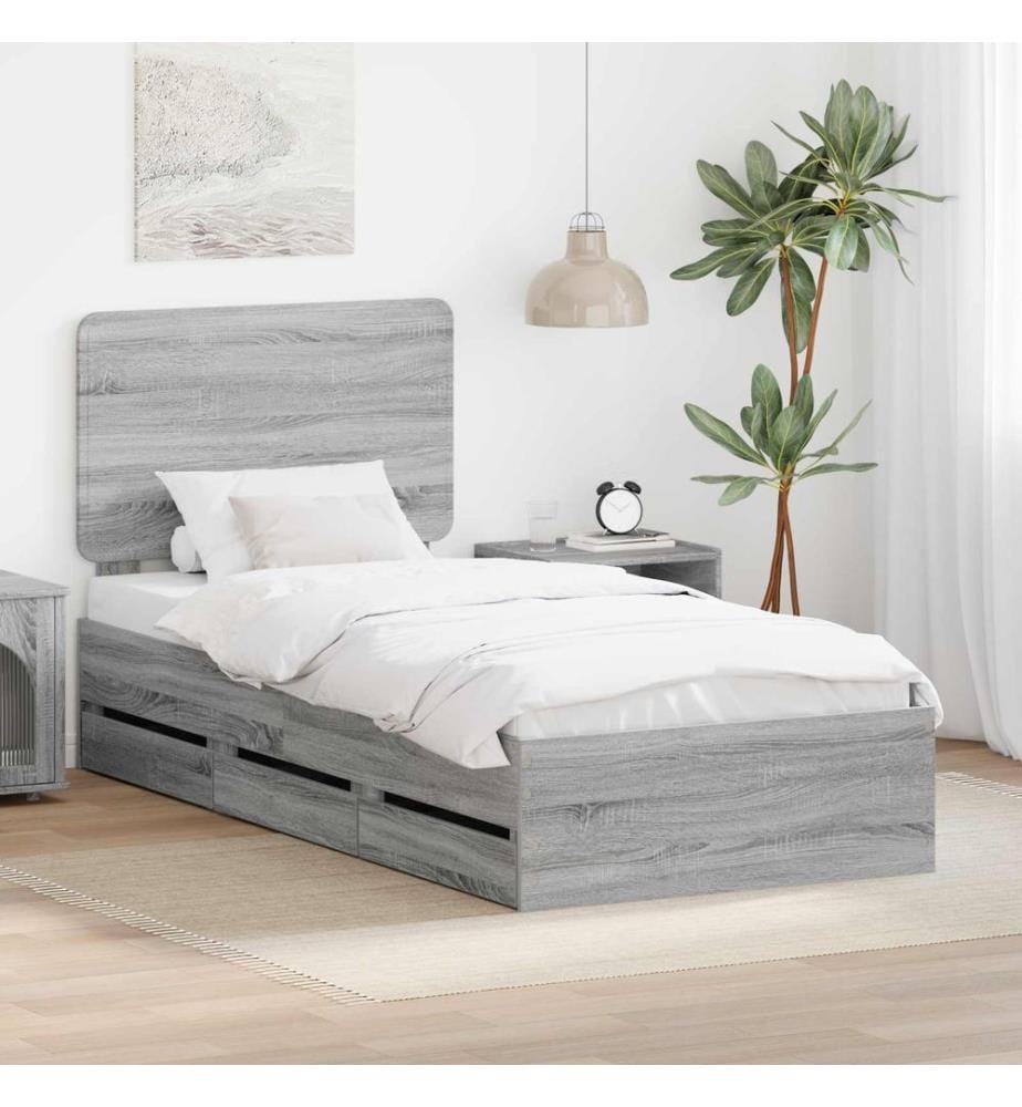 Cadre de lit Gris Sonoma 90 x 200 cm Bois Ingénierie