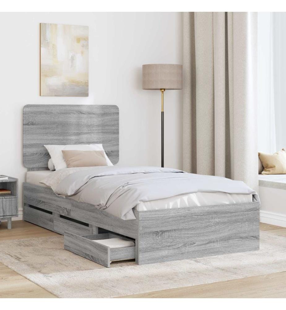Cadre de lit Gris Sonoma 90 x 200 cm Bois Ingénierie
