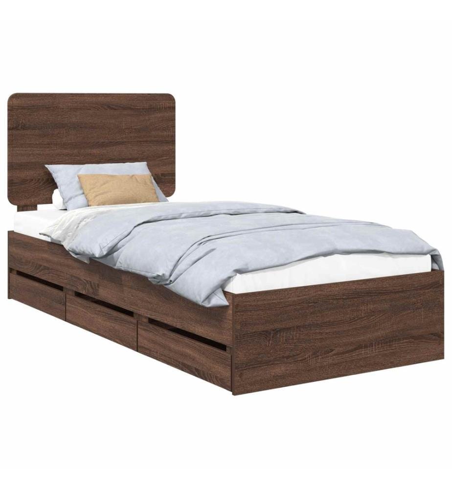Bettrahmen Braun Eichen-Optik 75 x 190 cm Ingenieurs Holz