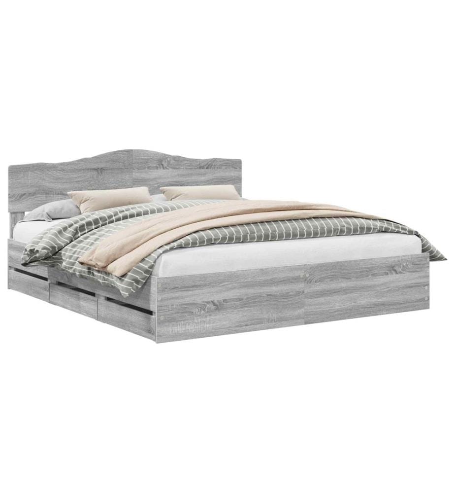 Cadre de lit Gris Sonoma 200 x 200 cm Bois Ingénierie