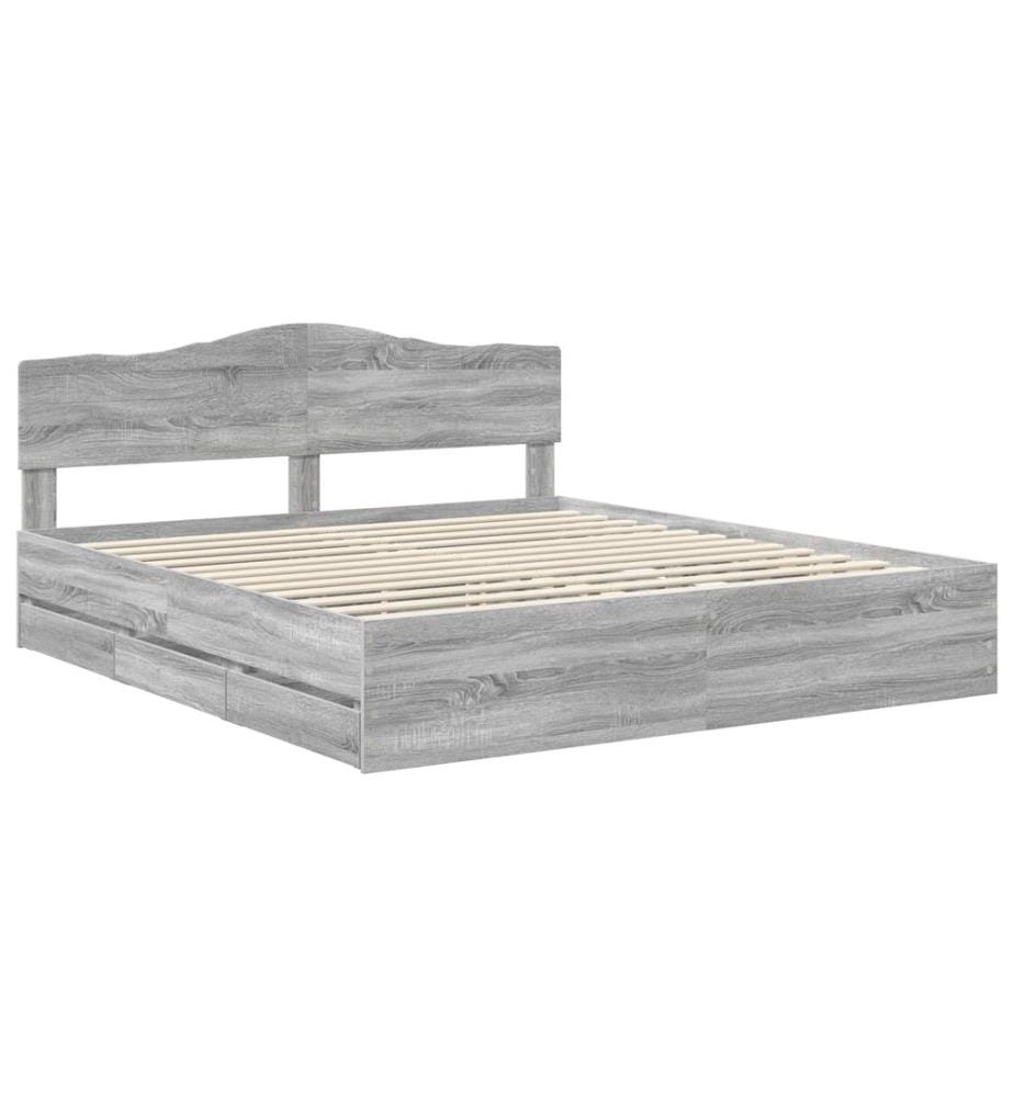Cadre de lit Gris Sonoma 200 x 200 cm Bois Ingénierie