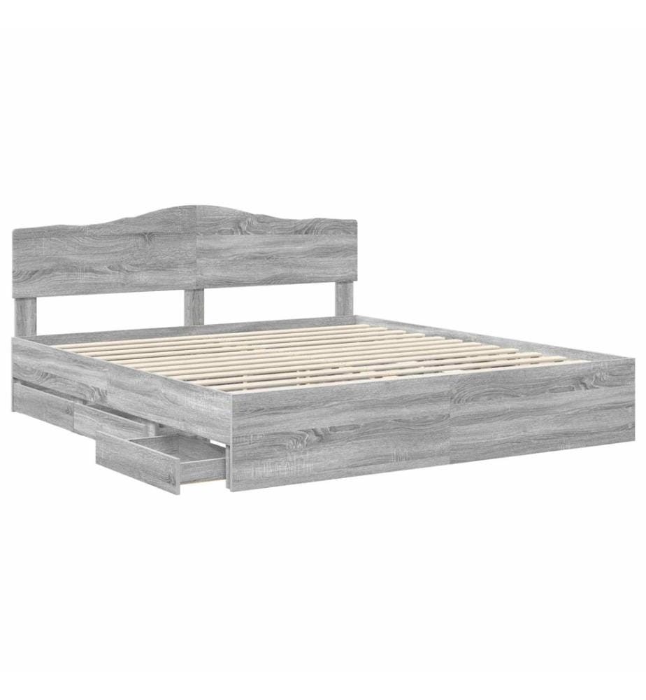 Cadre de lit Gris Sonoma 200 x 200 cm Bois Ingénierie
