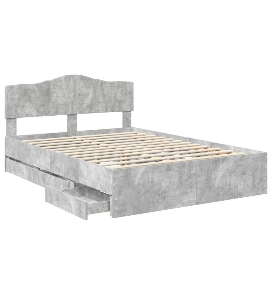 Cadre de lit Gris béton 150 x 200 cm Bois Ingénierie
