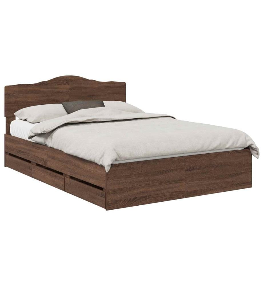 Bettrahmen Braun Eichen-Optik 140 x 200 cm Ingenieurs Holz
