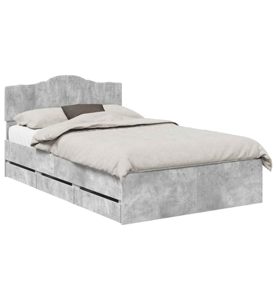 Cadre de lit Gris béton 135 x 190 cm Bois Ingénierie