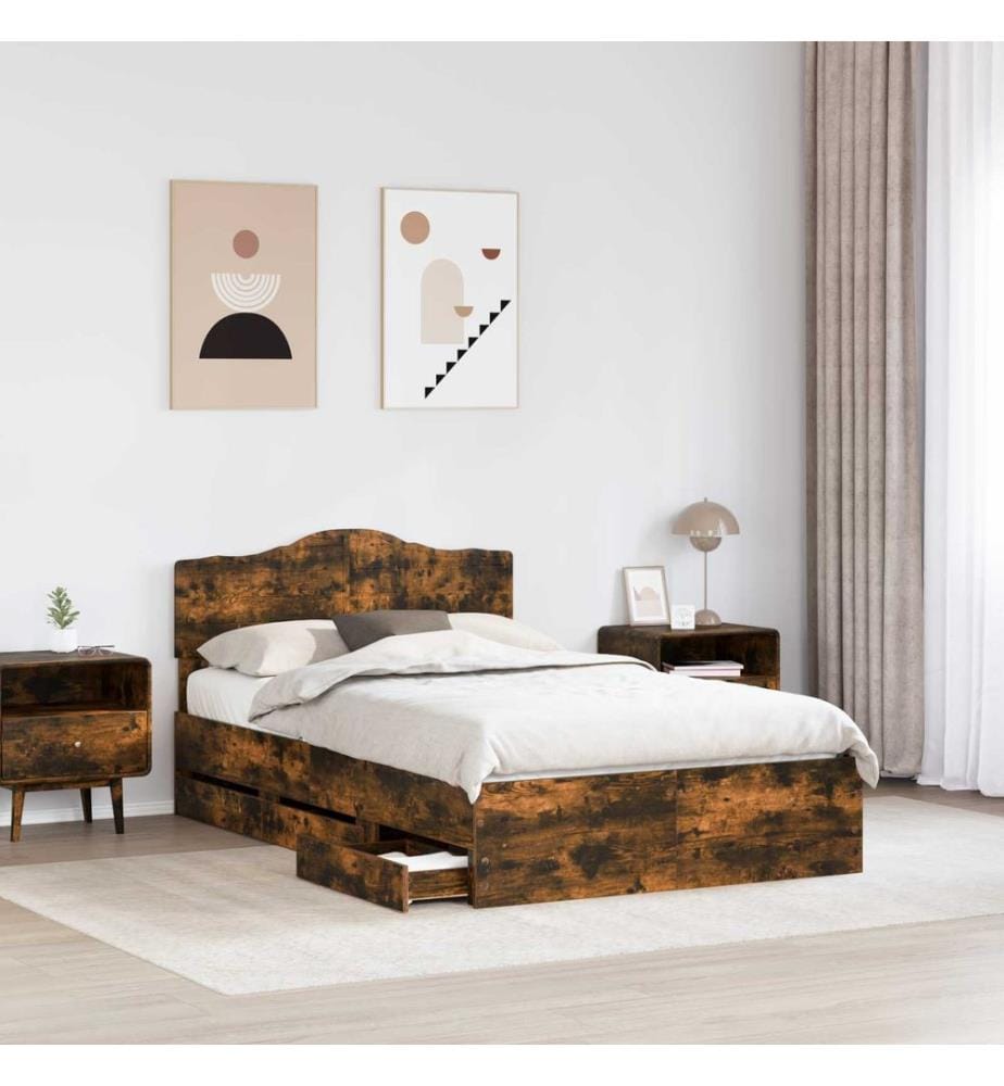 Bettrahmen Geräucherte Eiche 120 x 200 cm Ingenieurs Holz