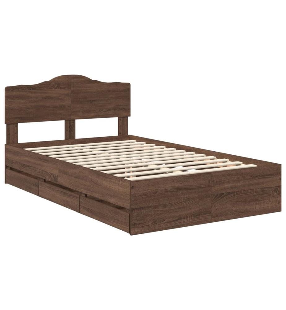 Bettrahmen Braun Eichen-Optik 120 x 200 cm Ingenieurs Holz