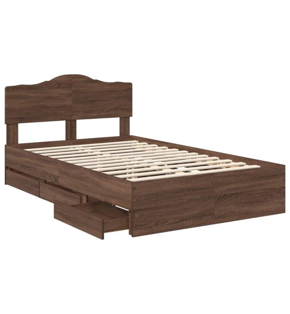 Bettrahmen Braun Eichen-Optik 120 x 200 cm Ingenieurs Holz