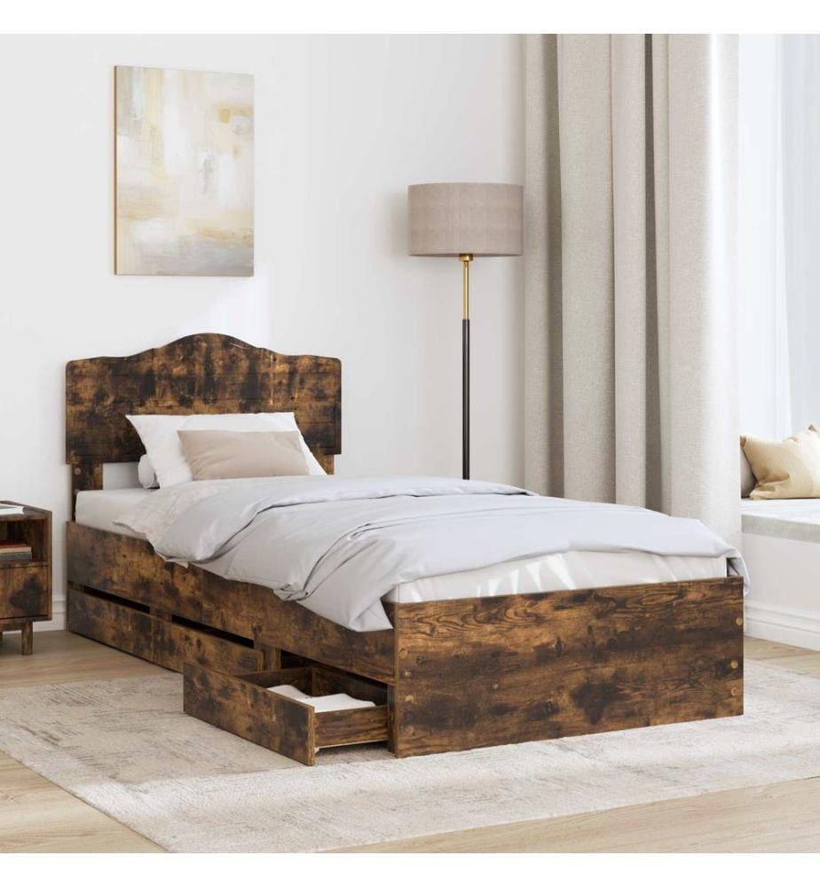 Bettrahmen Geräucherte Eiche 90 x 190 cm Ingenieurs Holz