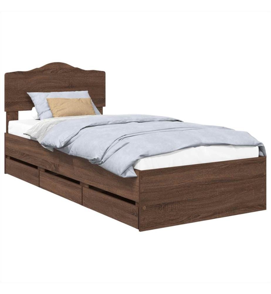 Bettrahmen Braun Eichen-Optik 90 x 190 cm Ingenieurs Holz